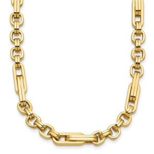 14k Yellow Gold Polished Fancy Link Necklace